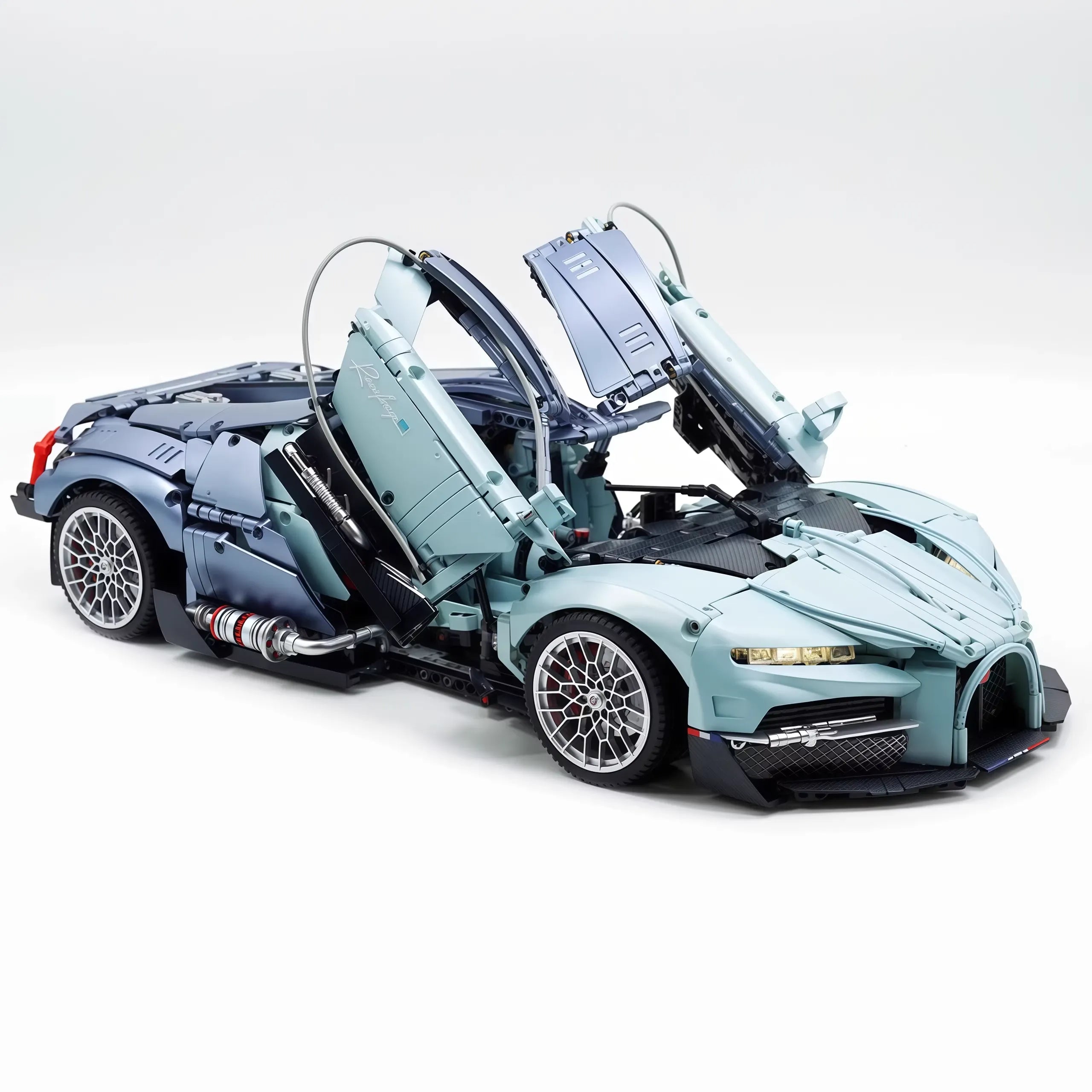 W16 Tourbillon hypercar building blocks kit with opening doors and detailed interior — supercar car kit for adults | Power Brickz