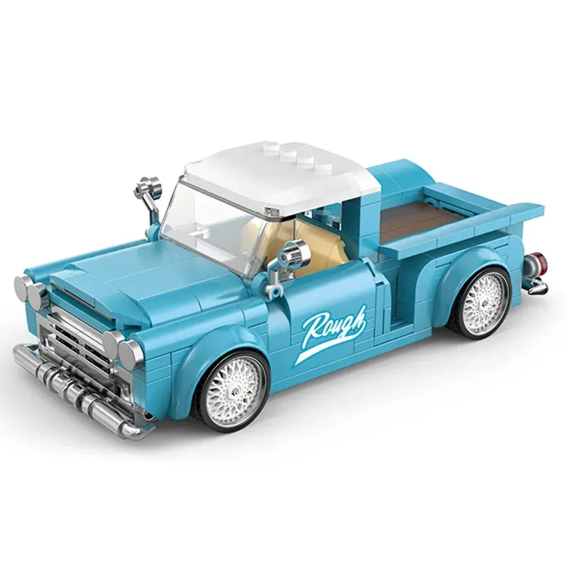 Steel Blue Pickup – brick-built display model made from building blocks
