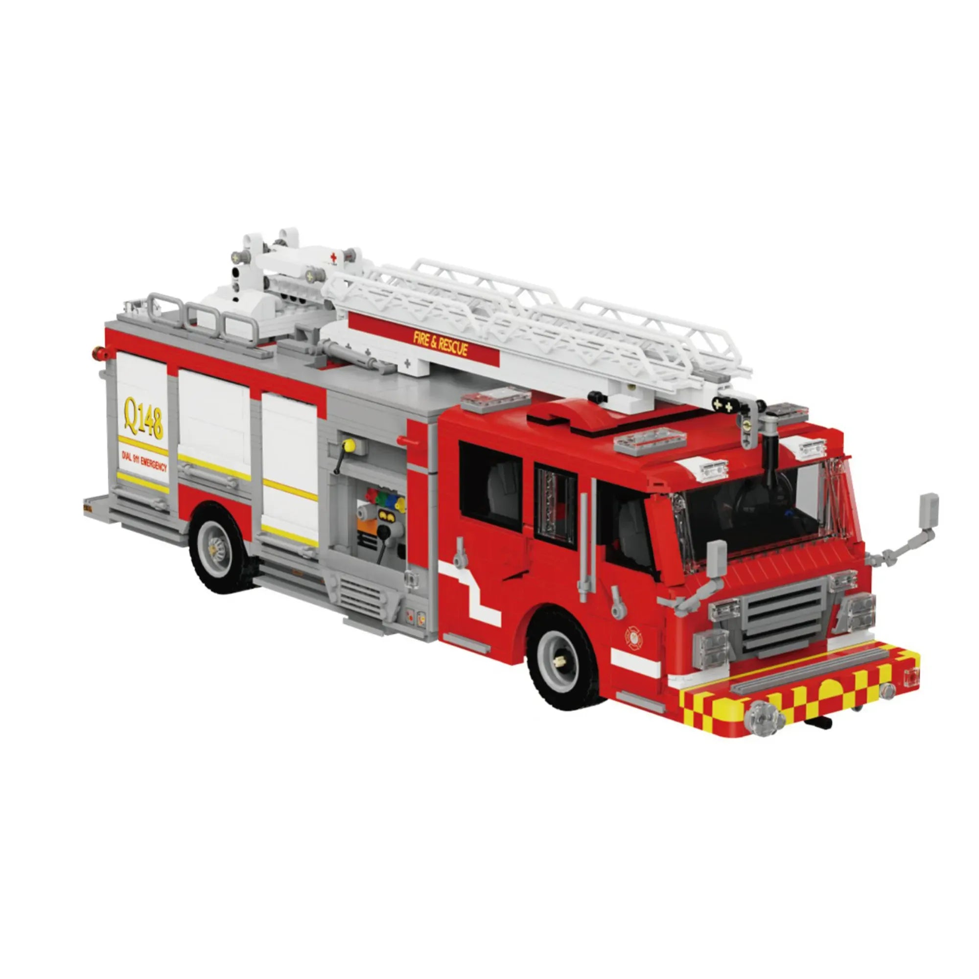 US Firetruck Elevated Water Towers building blocks set 3033 pieces – 52.2 cm American pumper truck Q148 with aerial ladder and opening compartments – Power Brickz