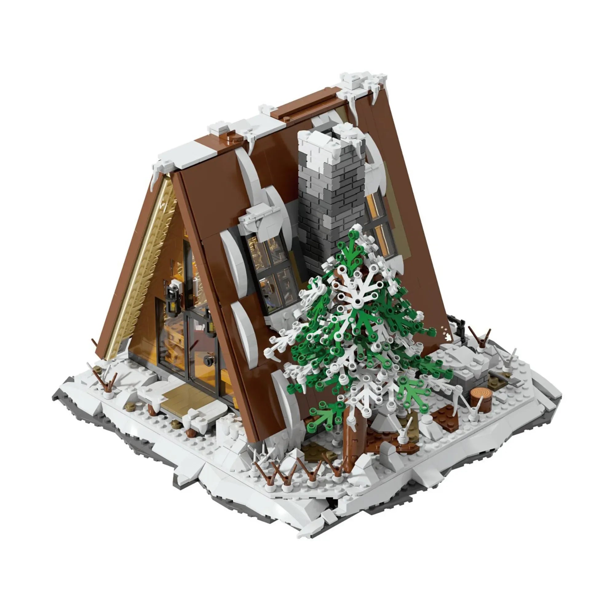 A-Frame Snow Cabin Architecture Building Blocks – 1,508 pieces – architectural display model. 32.8 cm