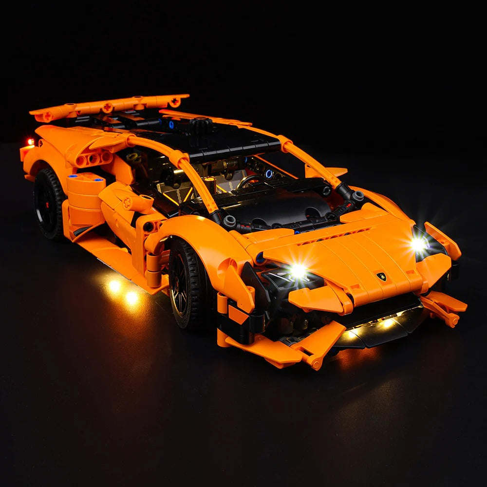Lamborghini Huracàn Tecnica Orange 42196 LED Light Kit – Building Block Lighting | Power Brickz™
