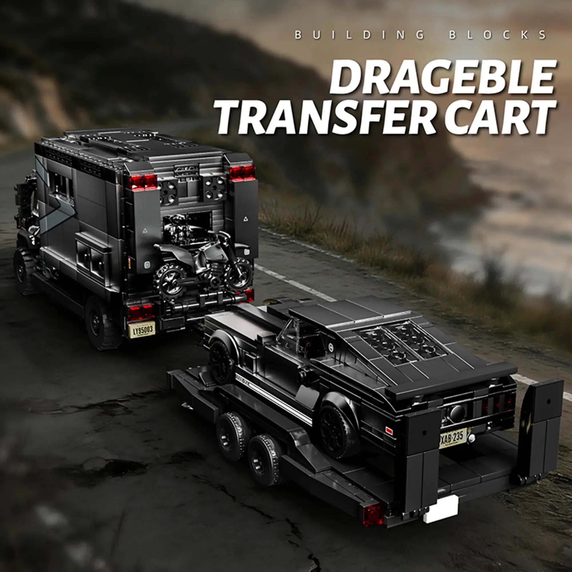 Unimog RV + Muscle Car Set made from Building Blocks