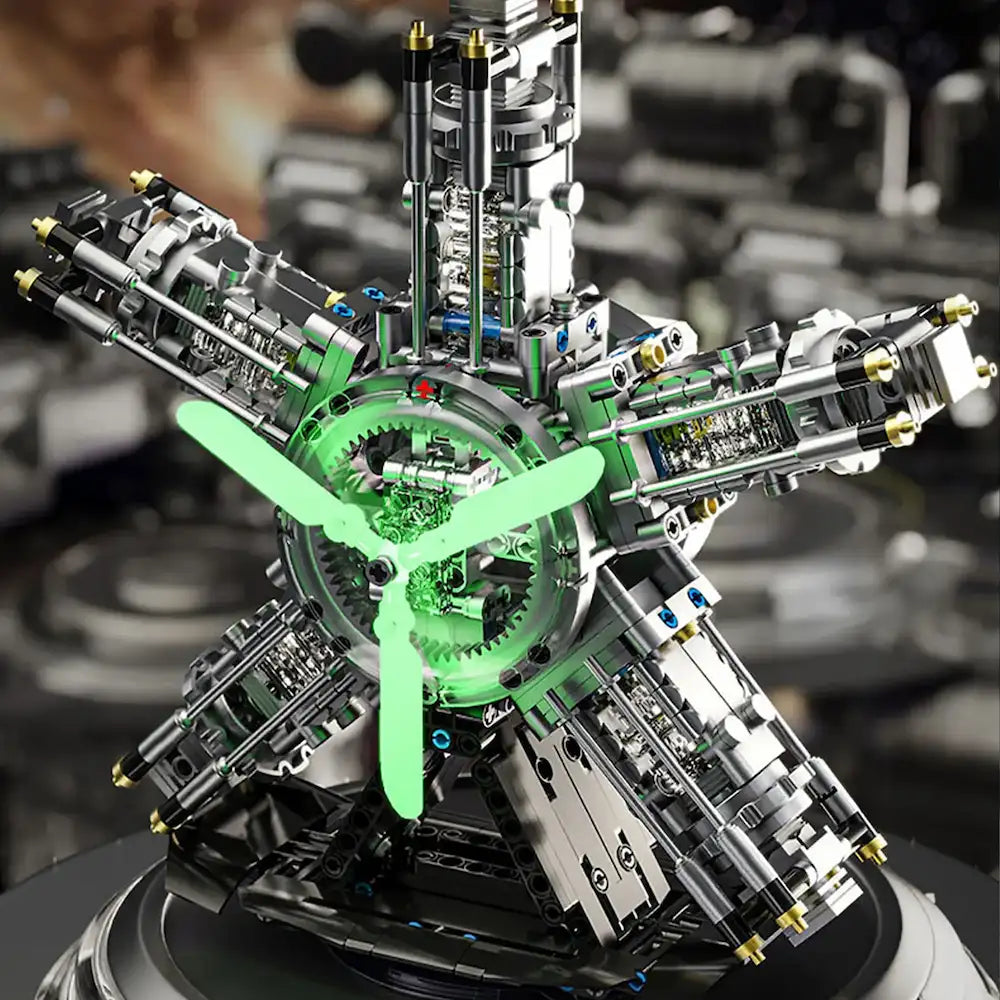 5-Cylinder Radial Engine made from Building Blocks Kit