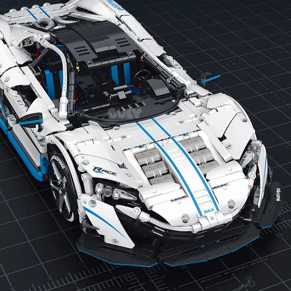 Turbocharged British Supercar P1 made from Building Blocks Kit 
