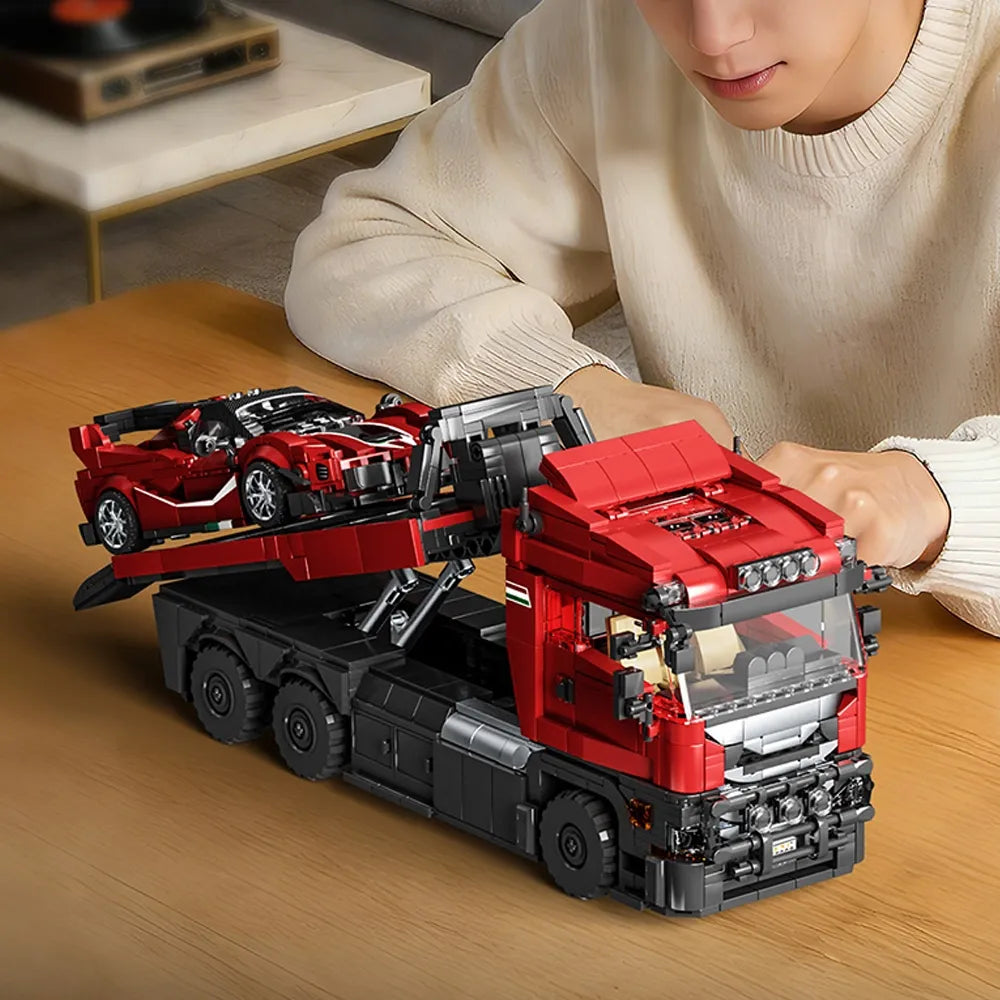Italian Supercar Trailer Set made from Building Blocks Kit