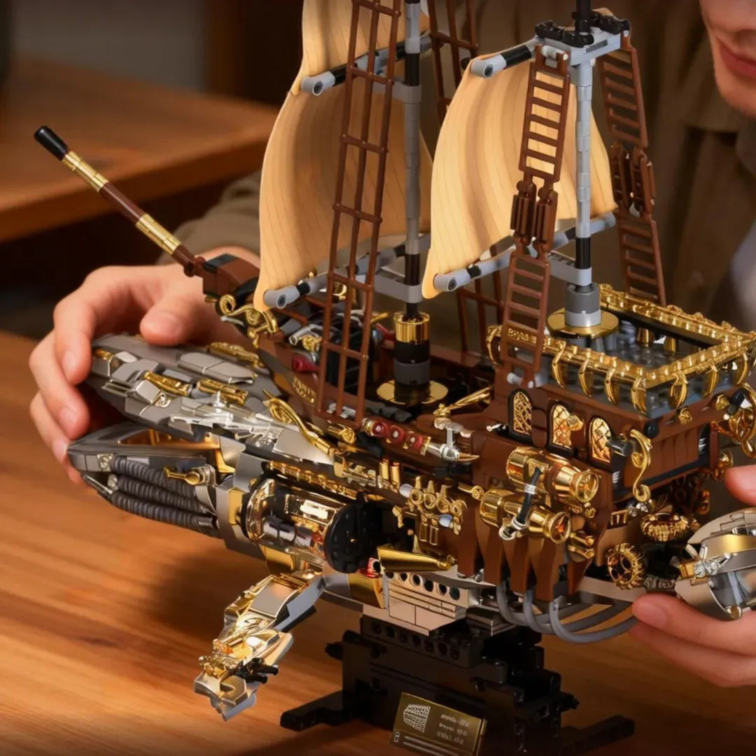 The Vintage Steam Whale Ship Building Blocks Kit | 1979 Pcs