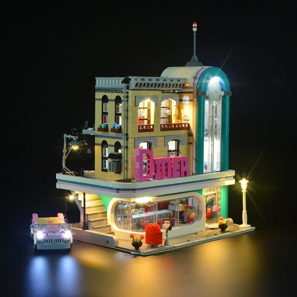 Downtown Diner 10260 LED Light Kit – Building Block Lighting | Power Brickz™