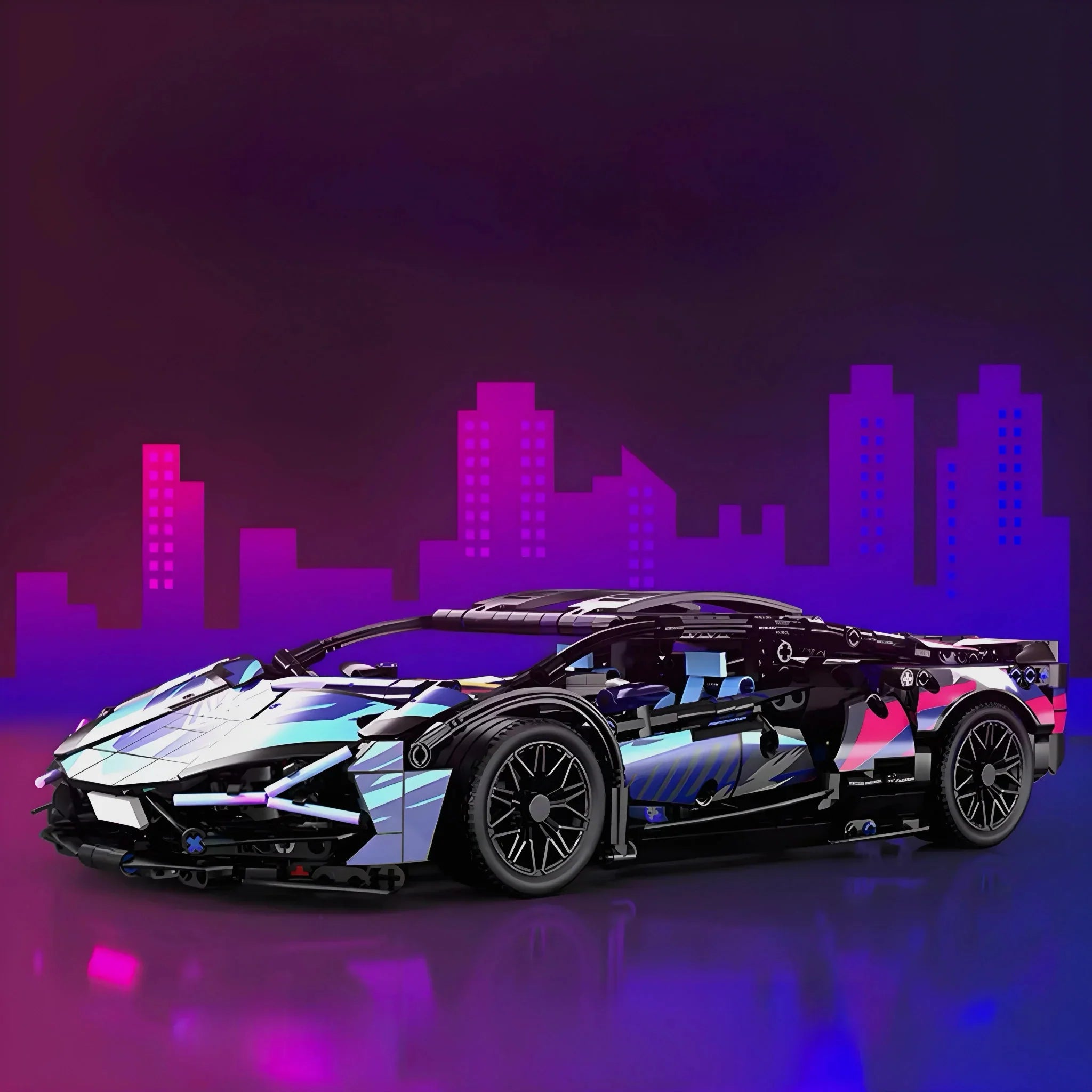 Cyberpunk Hybrid VSupercar - Building Blocks Set | Power Brickz