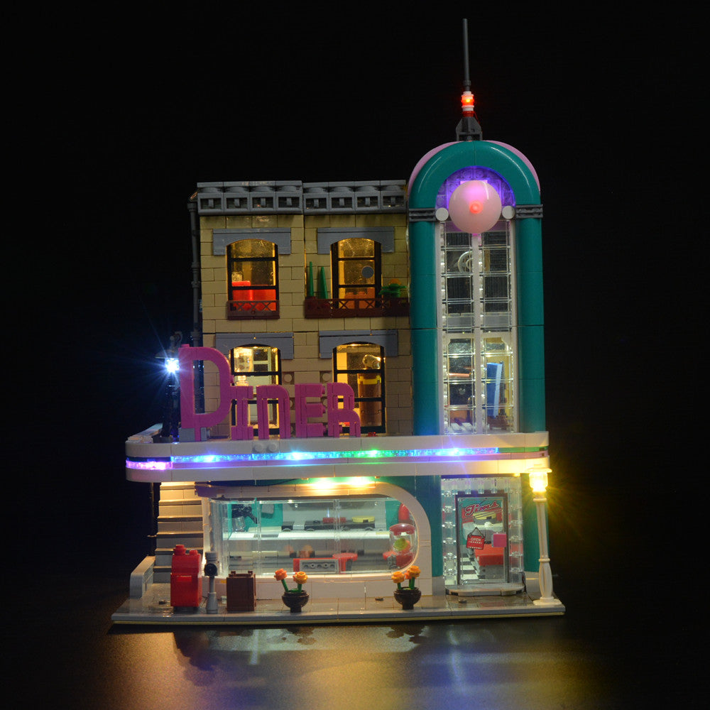 Downtown Diner 10260 LED Light Kit – Building Block Lighting | Power Brickz™