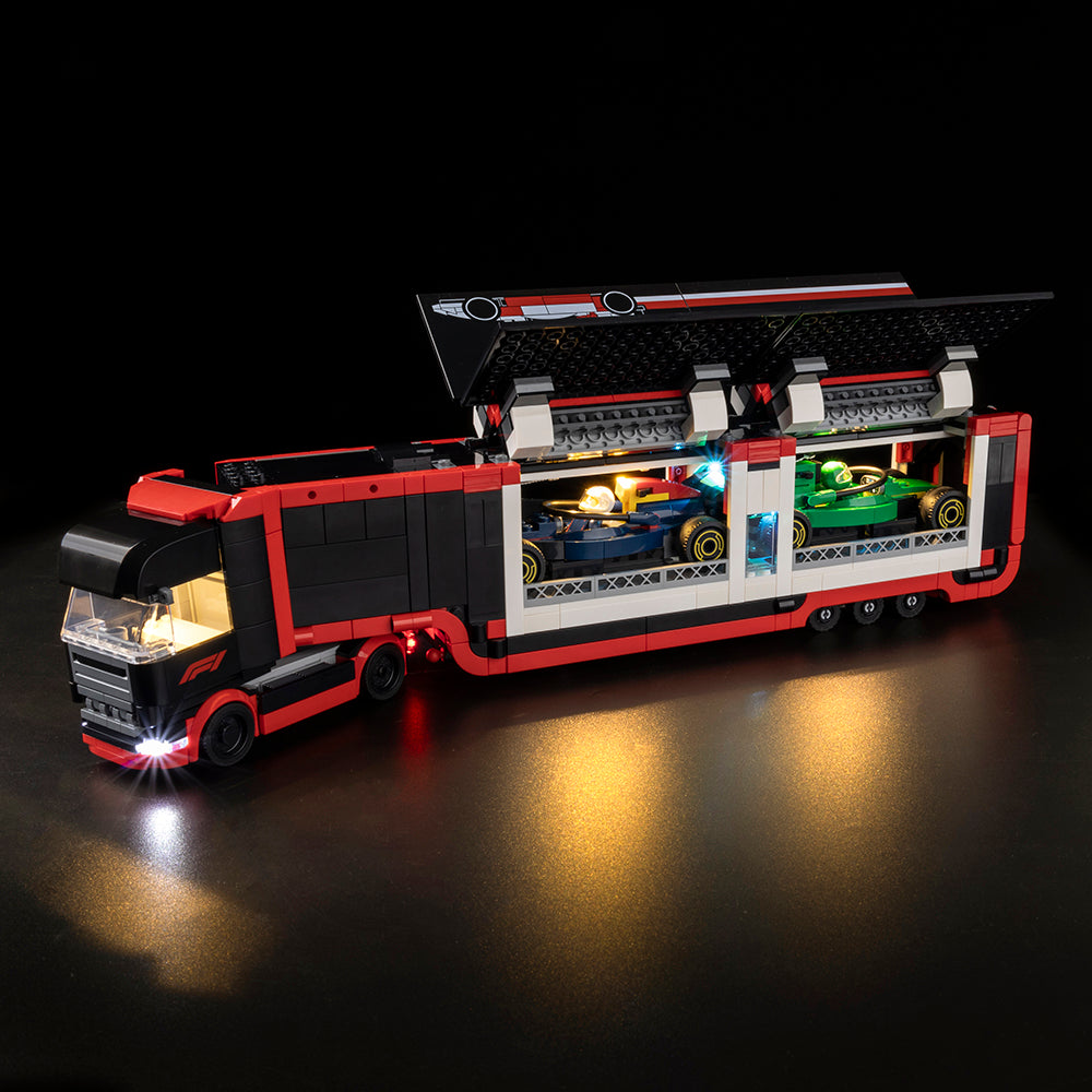 F1 Truck With RB20 & AMR24 F1 Cars 60445 LED Light Kit – Building Block Lighting | Power Brickz™