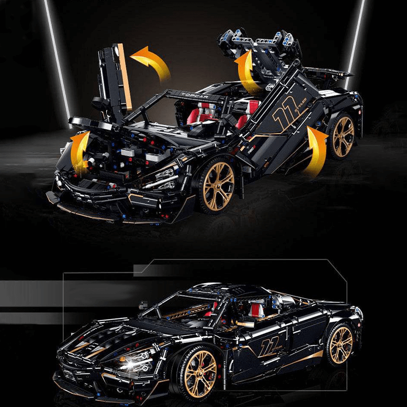 Black V8s Spider Supercar - Building Blocks Set | Power Brickz