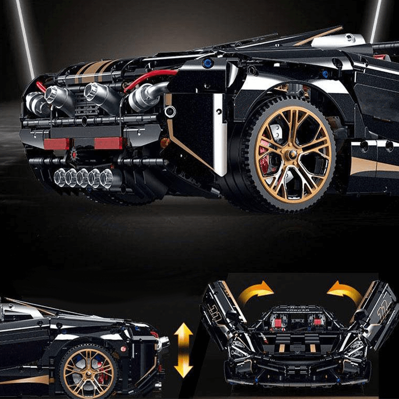 Black V8s Spider Supercar - Building Blocks Set | Power Brickz