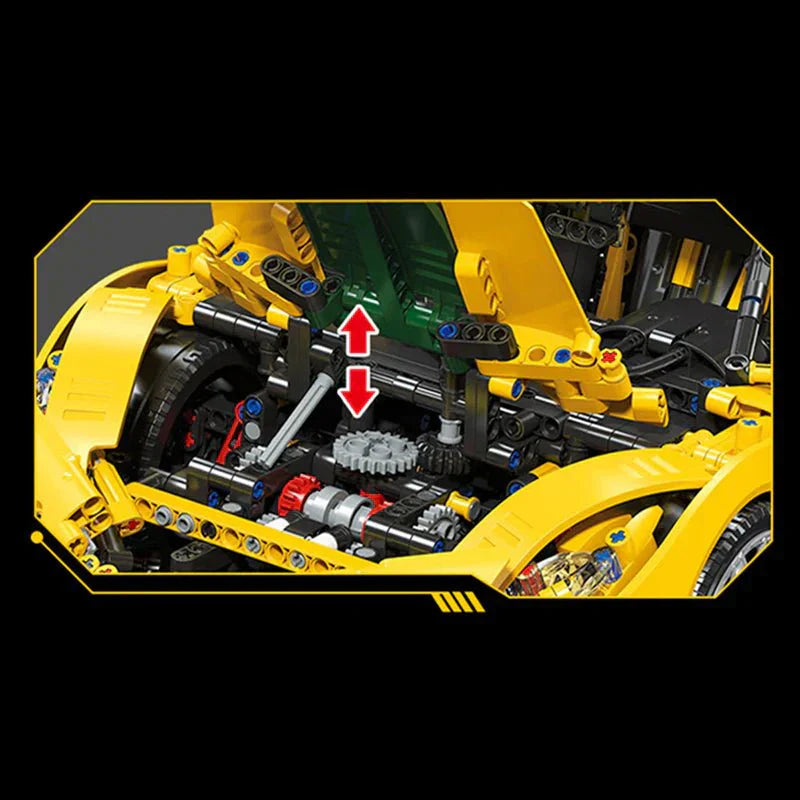 Track-Only Hypercar P1 GTR Yellow - Building Blocks Set | Power Brickz