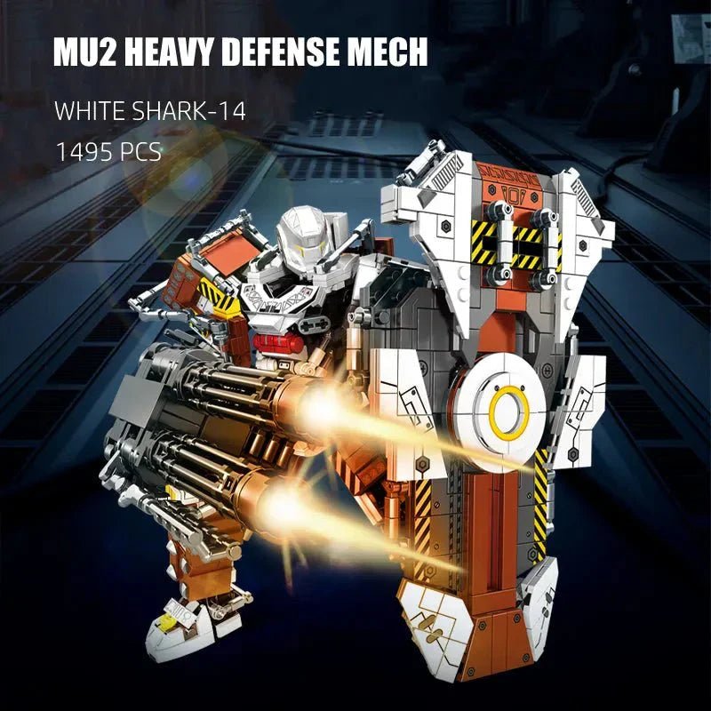 Mecha MU2 Heavy Defense White Shark Robot Bricks Toy | 1495pcs - Power Brickz