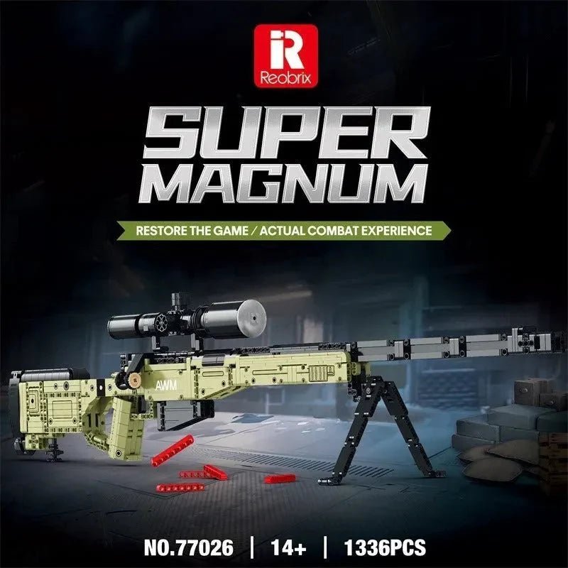 Military Super Magnum AWM Sniper | 1336pcs - Power Brickz
