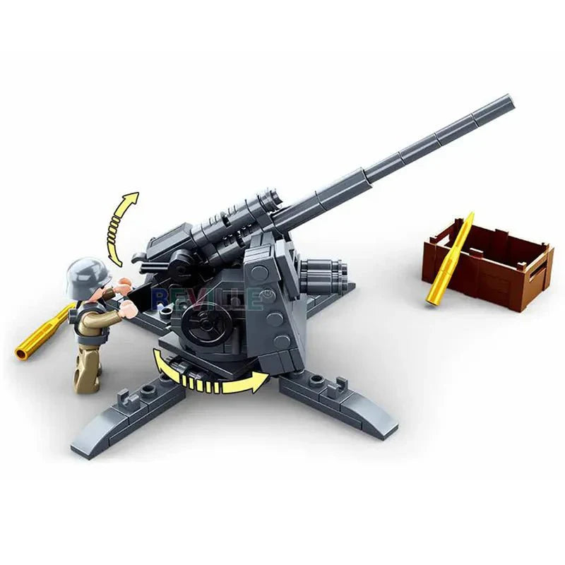 Military WW2 Normandy Landing 88MM Anti-Tank Gun - Building Set | Power Brickz