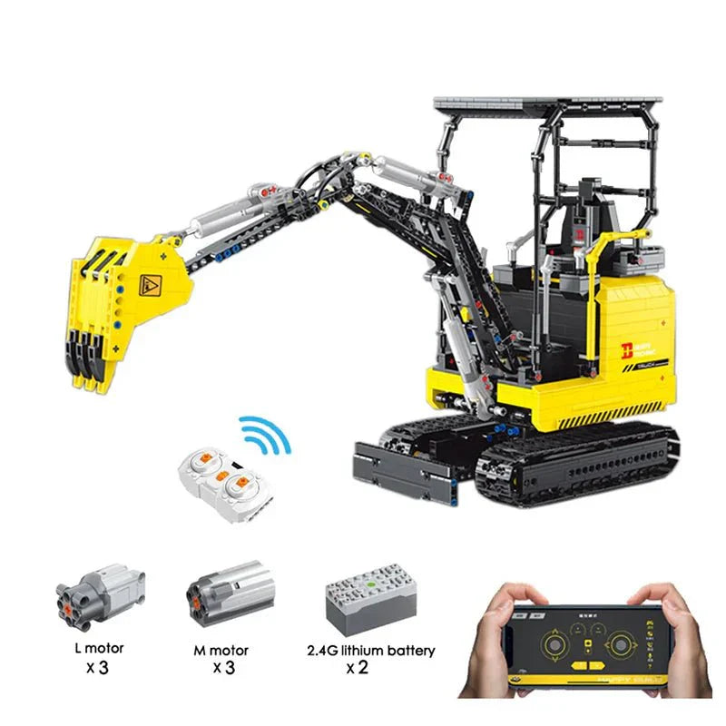 RC Mini Excavator - Building Set | Power Brickz