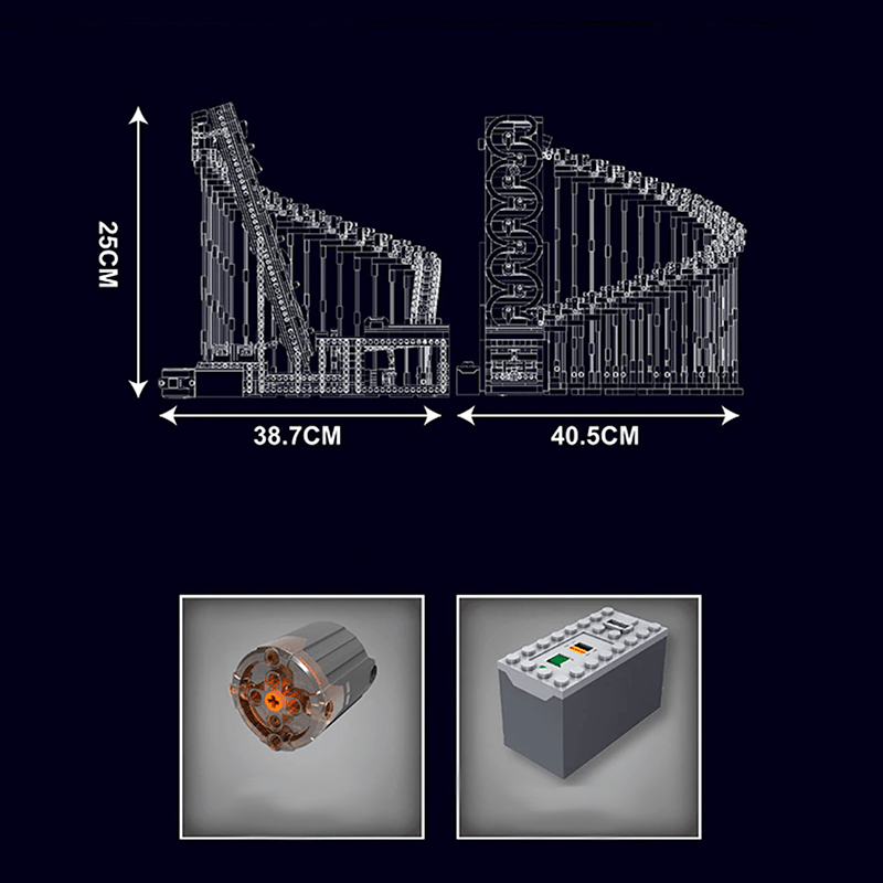Motorised GBC Harp Track Marble Run - Building Set | Power Brickz