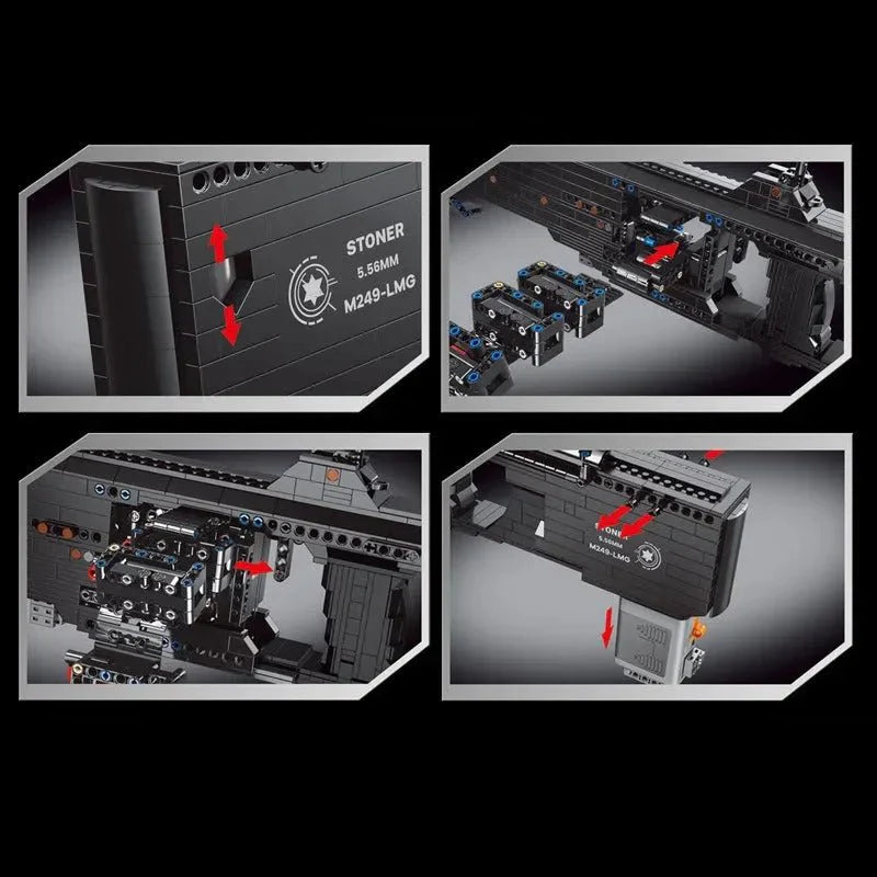 Motorized Burst Light Machine Gun - Building Set | Power Brickz