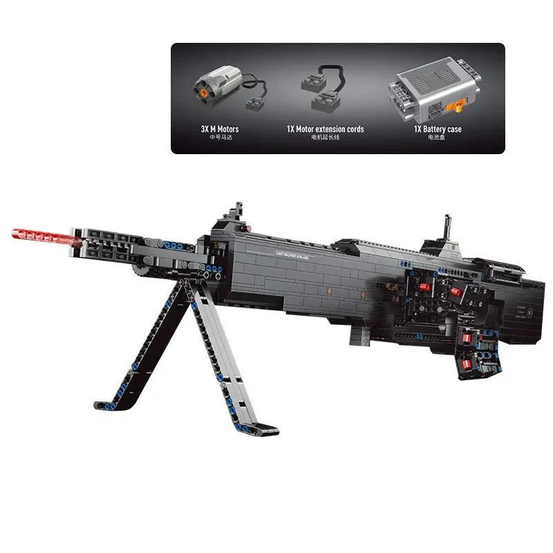 Motorized Burst Light Machine Gun - Building Set | Power Brickz