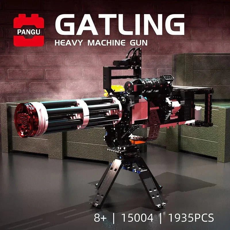 Motorized Gatling Heavy Machine Gun - Building Set | Power Brickz