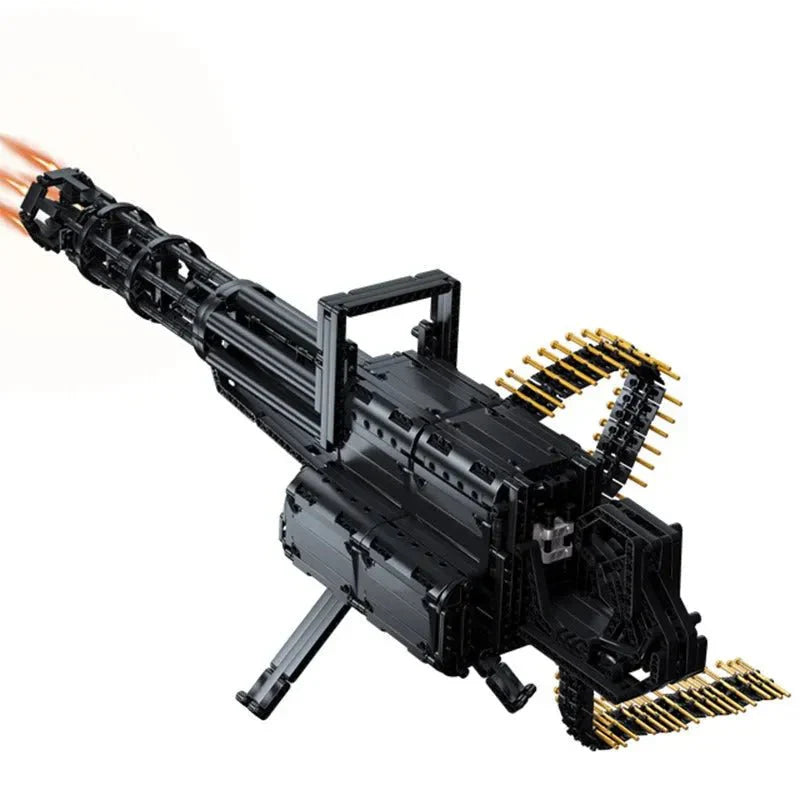 Motorized Military Gatling Gun Cannon - Building Set | Power Brickz