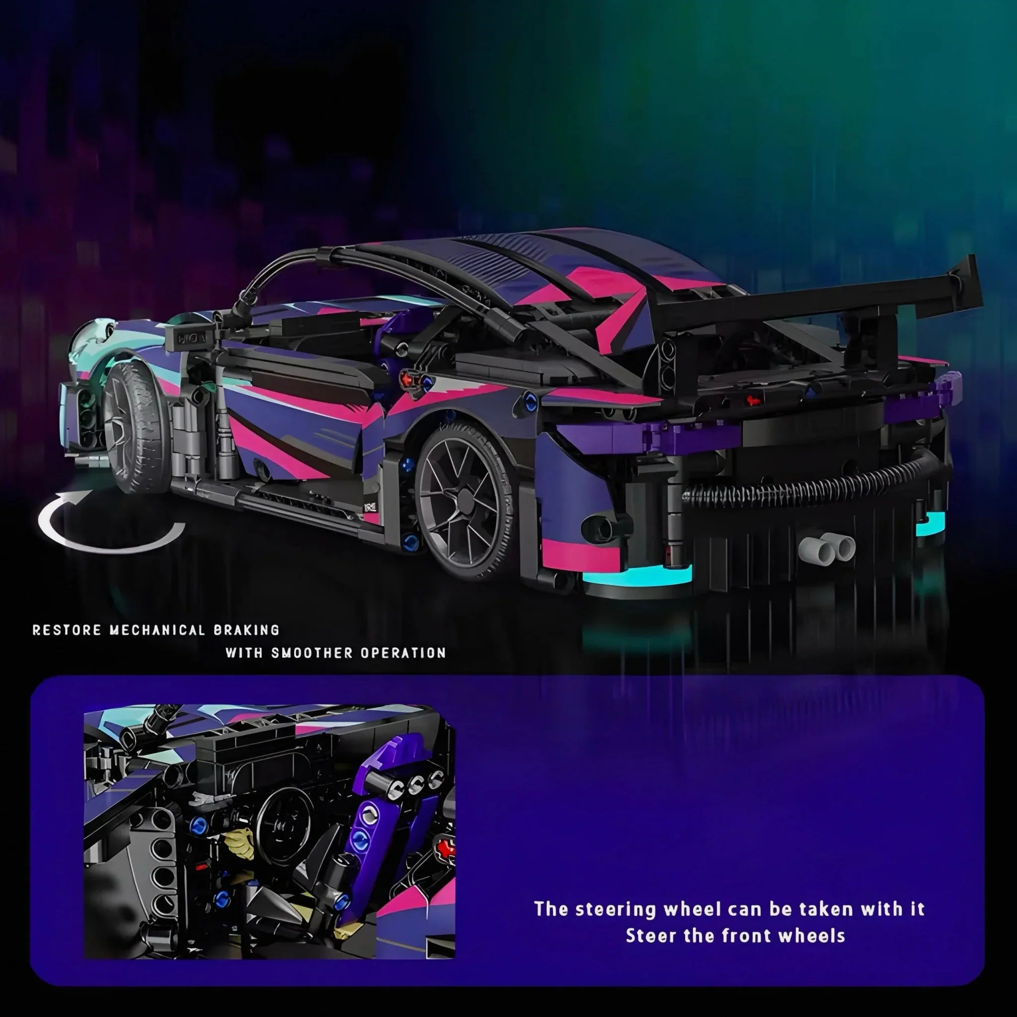Cyberpunk Street Supercar - Building Blocks Set | Power Brickz