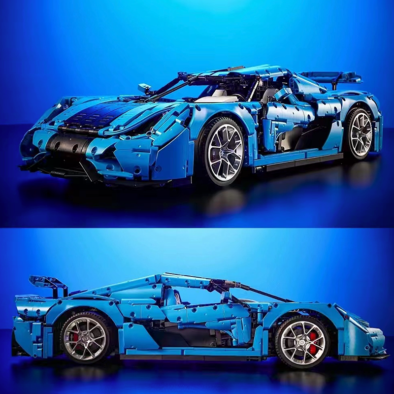 Swedish Hypercar Regera - Electric Blue - Building Blocks Set | Power Brickz
