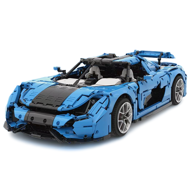 Swedish Hypercar Regera - Electric Blue - Building Blocks Set | Power Brickz