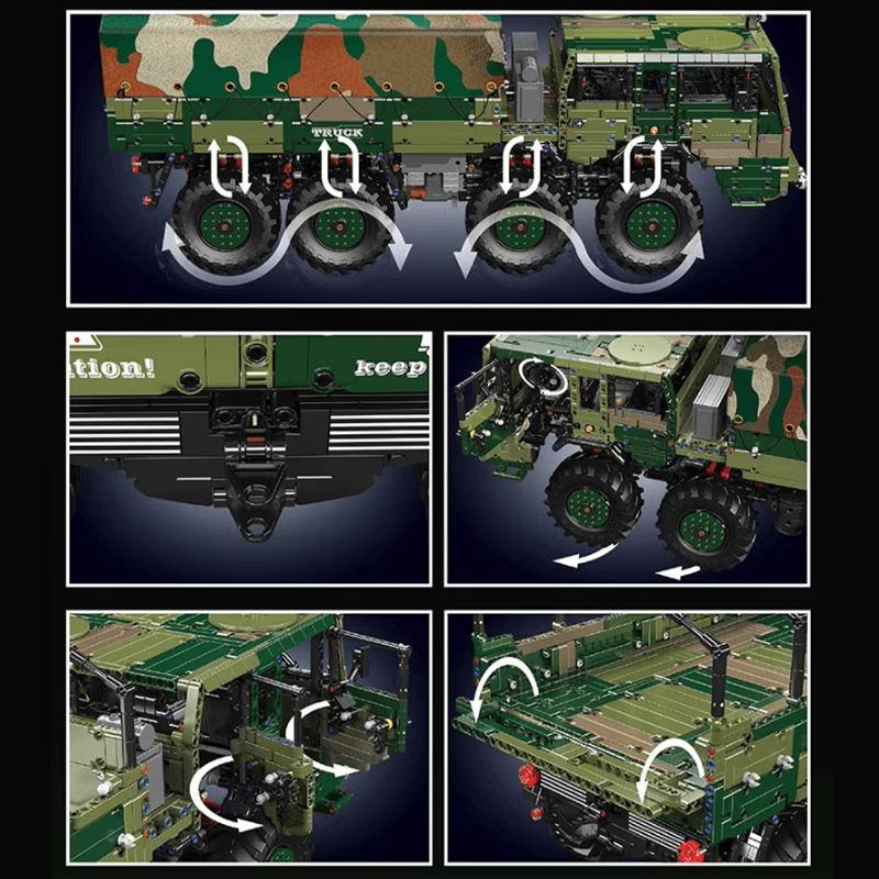 RC 4x4 Military Hauler - Building Blocks Set | Power Brickz