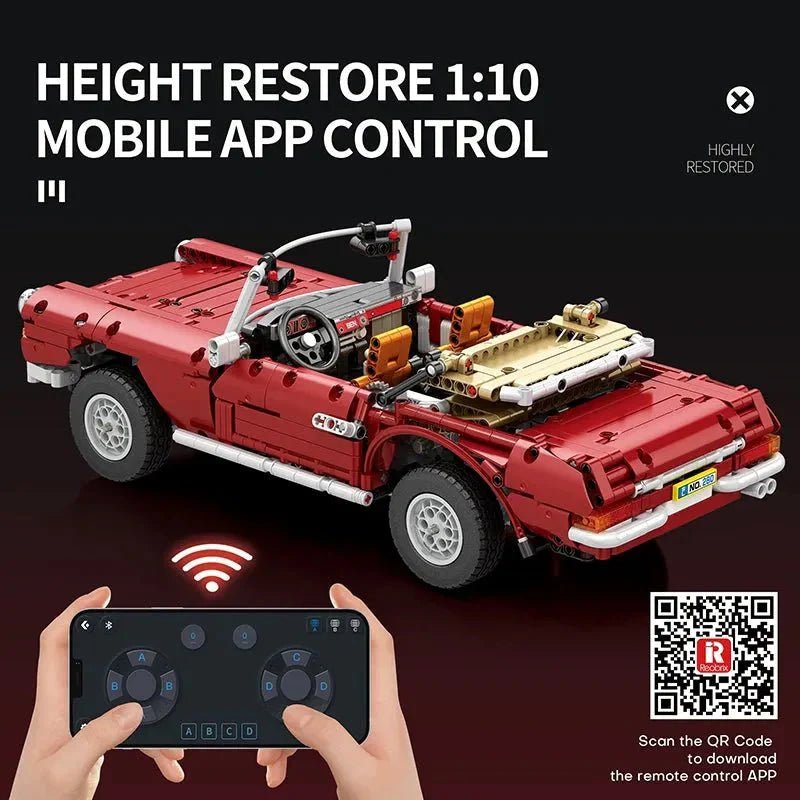 RC Motorized Vintage Roadster - Building Blocks Set | Power Brickz