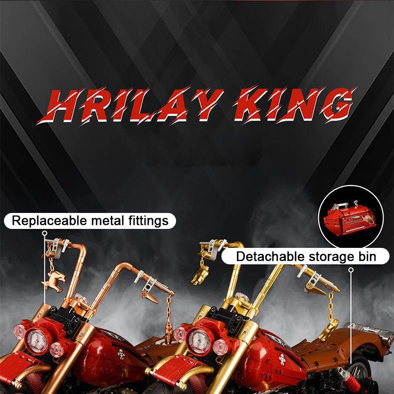 Red Custom Chopper - Building Set | Power Brickz