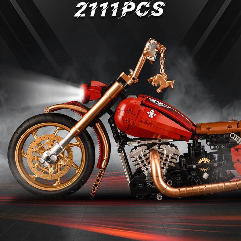 Red Custom Chopper - Building Set | Power Brickz