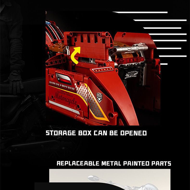 Red Custom Chopper - Building Set | Power Brickz