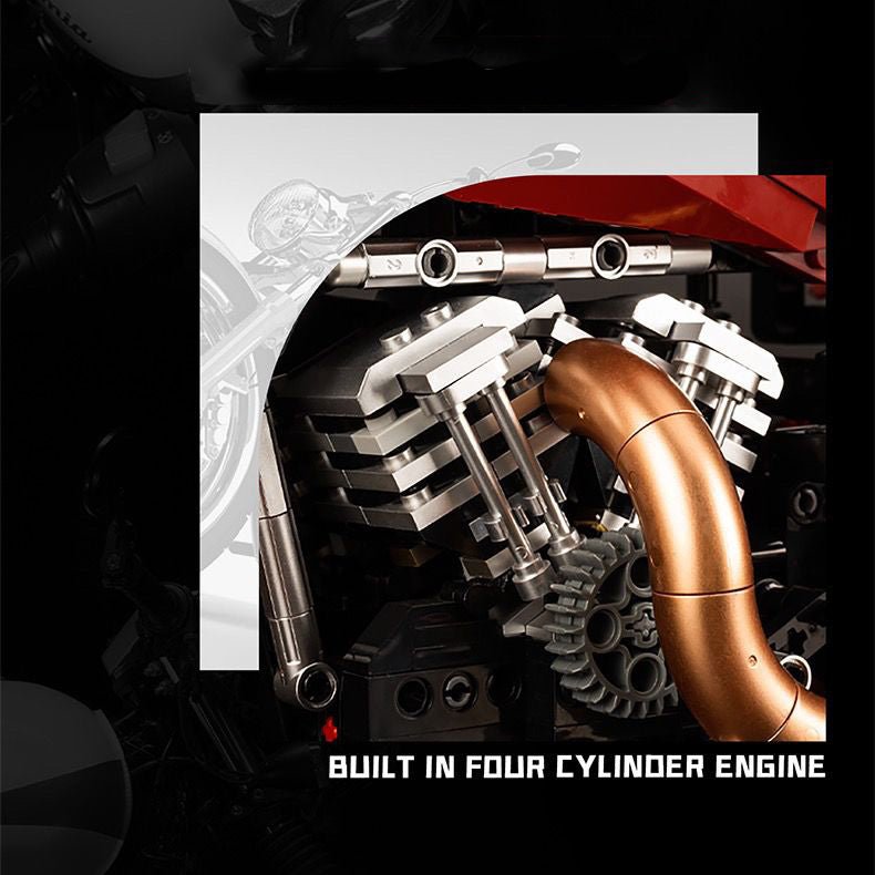 Red Custom Chopper - Building Set | Power Brickz