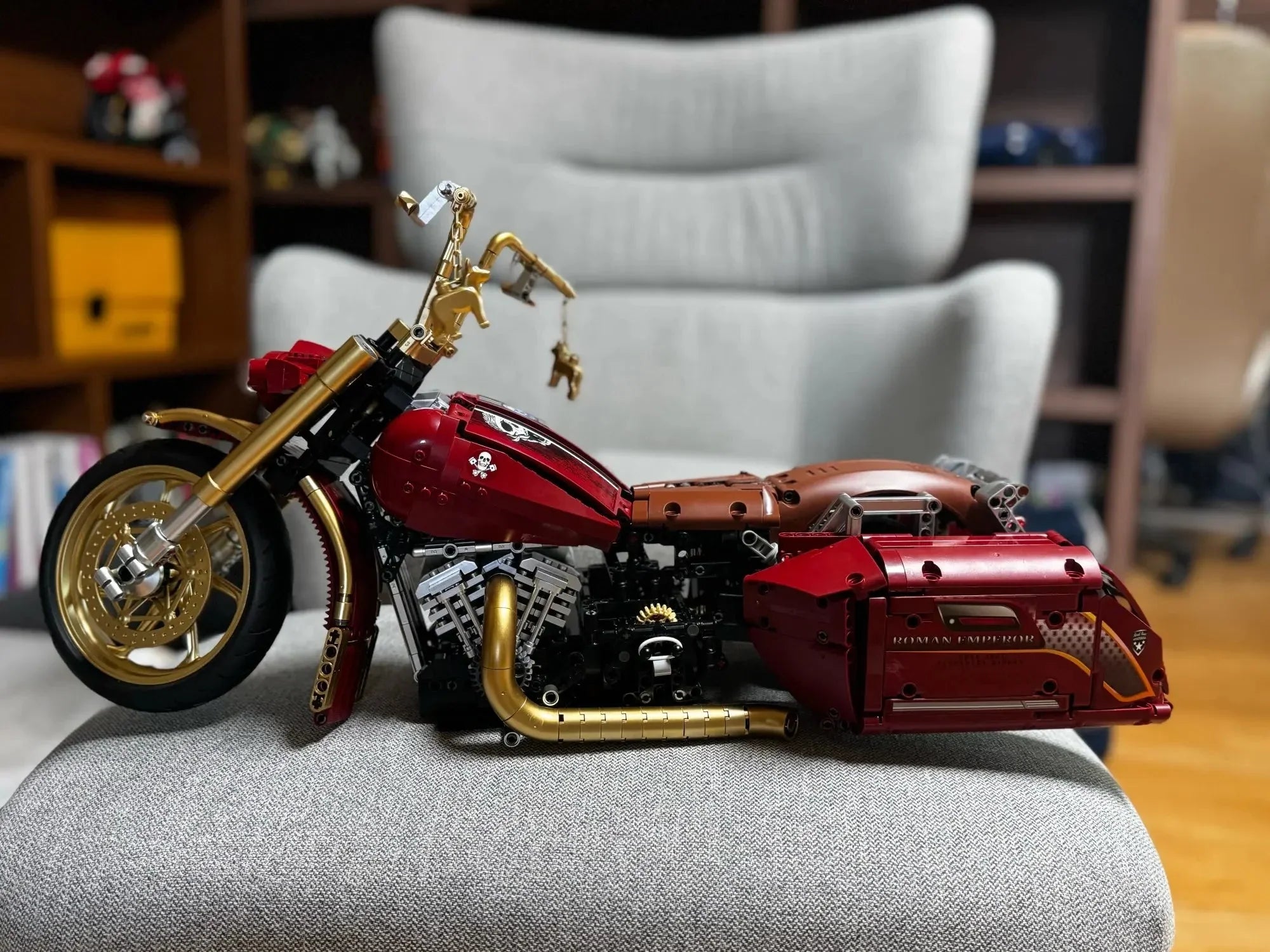 Red Custom Chopper - Building Set | Power Brickz