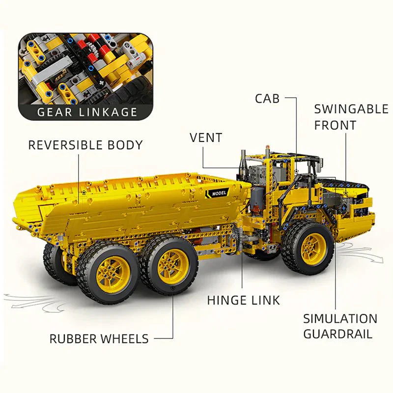 RC Articulated Dump Truck - Building Blocks Set | Power Brickz