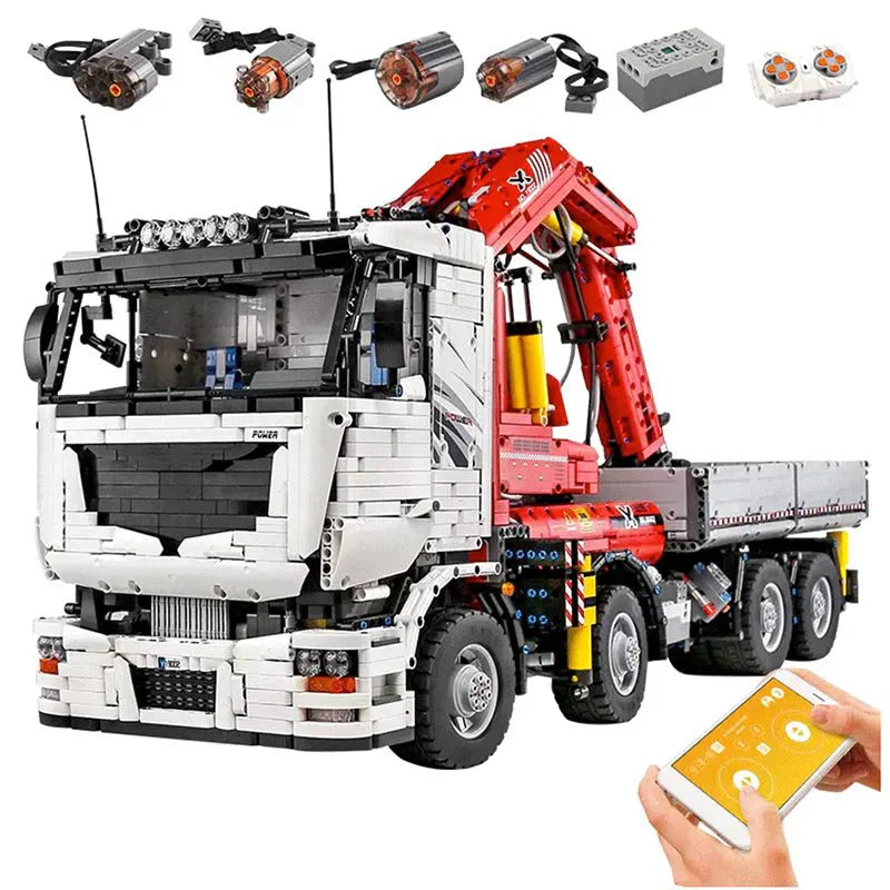 RC Heavy-Duty Crane Truck - Building Blocks Set | Power Brickz