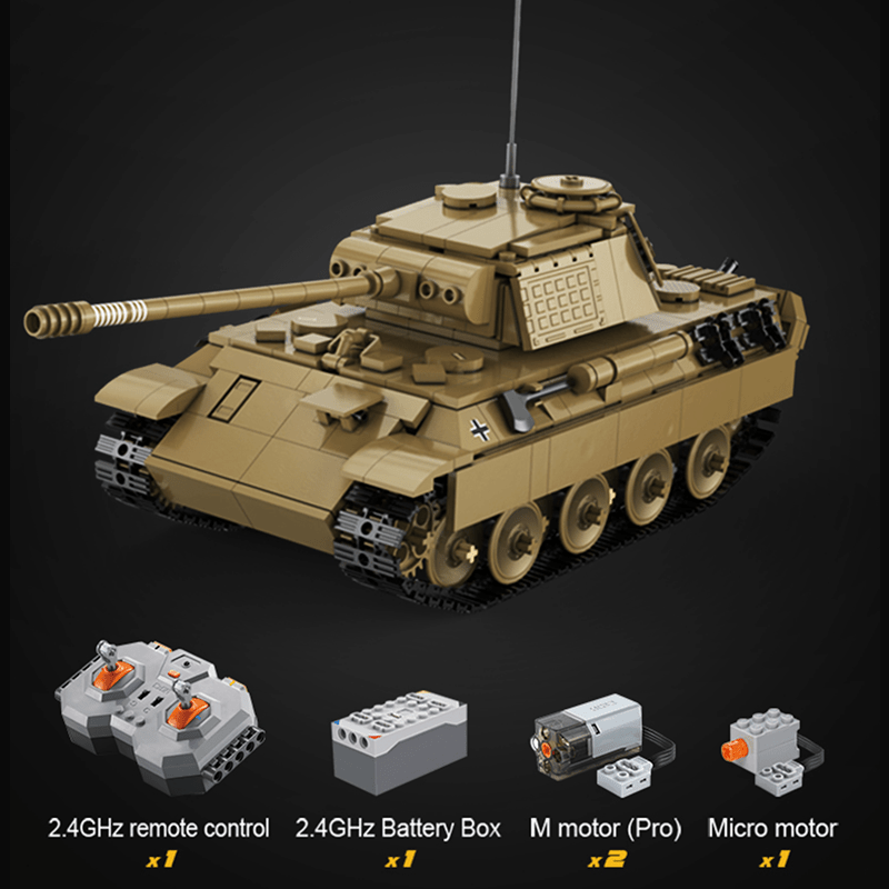 Remote Controlled Panther Tank - Building Set | Power Brickz