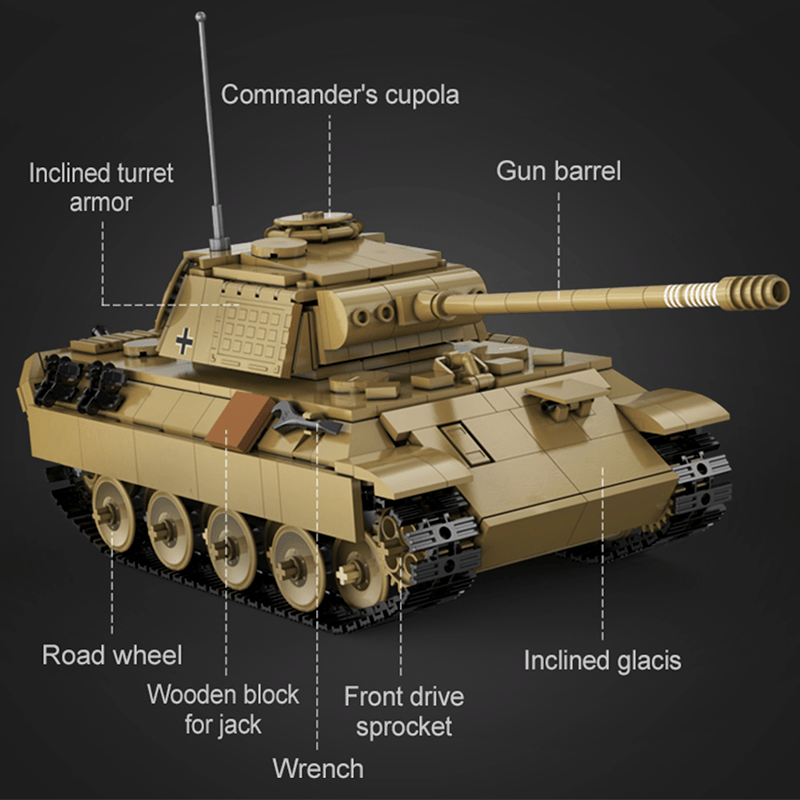 Remote Controlled Panther Tank - Building Set | Power Brickz