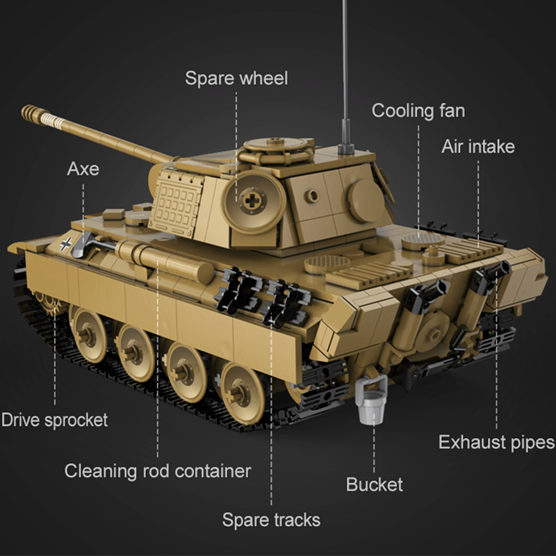 Remote Controlled Panther Tank - Building Set | Power Brickz
