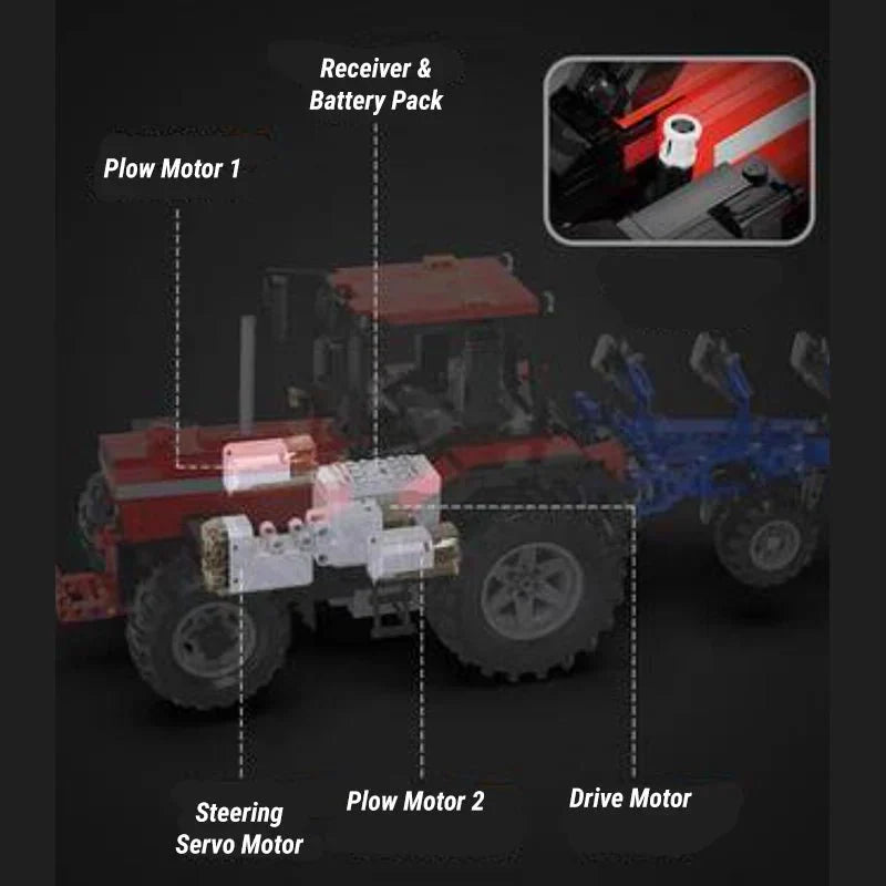 RC Plowing Tractor - Building Set | Power Brickz