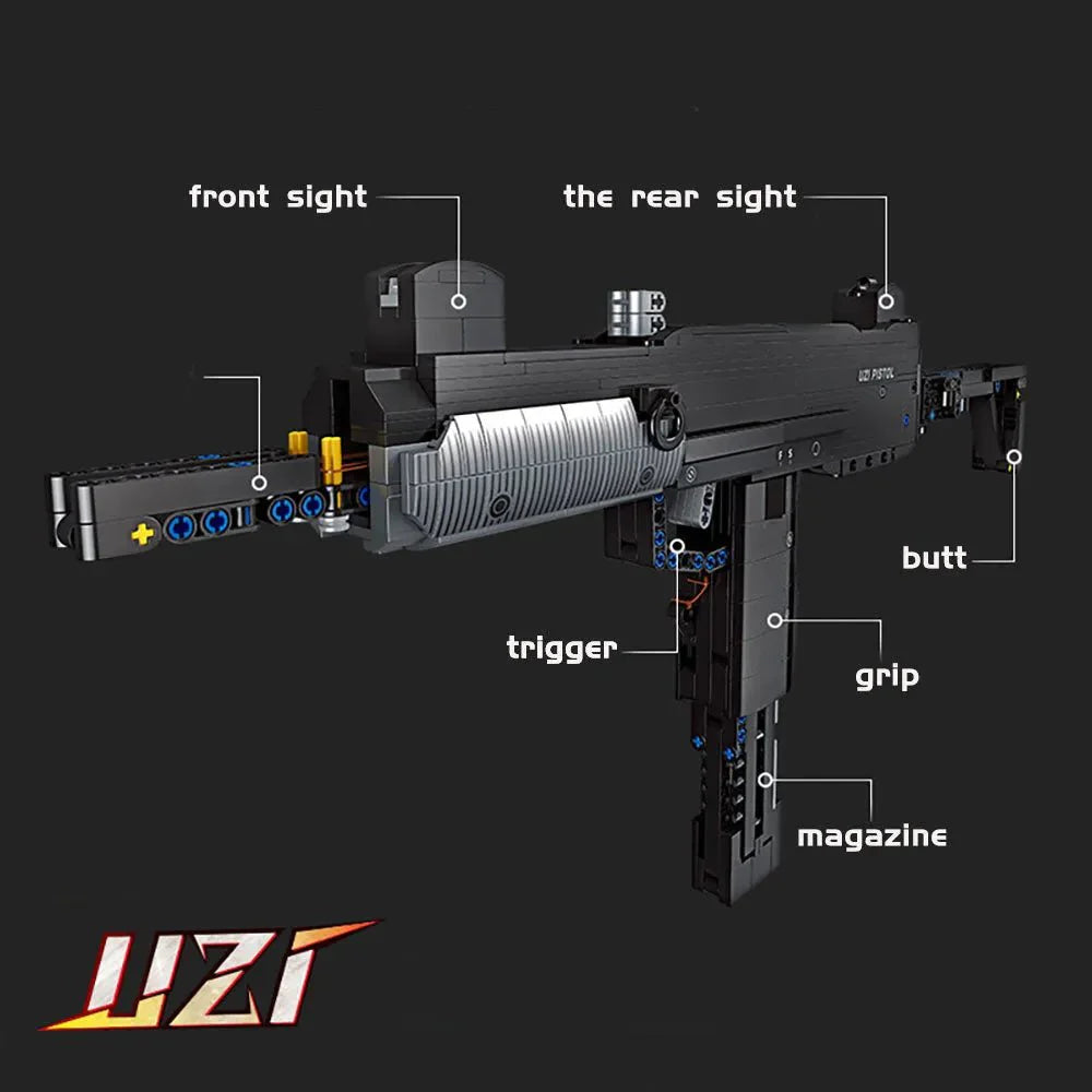 Tech UZI Sub Machine Gun - Building Set | Power Brickz