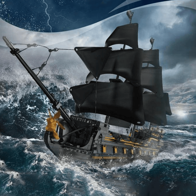 Black Pirate Ship - Building Set | Power Brickz