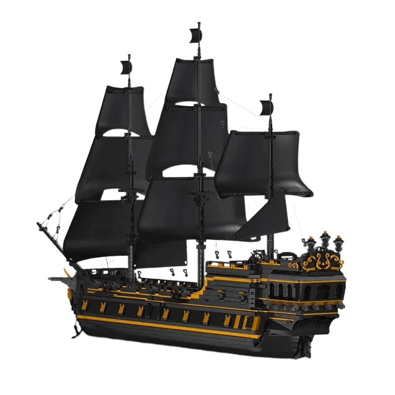 Black Pirate Ship - Building Set | Power Brickz