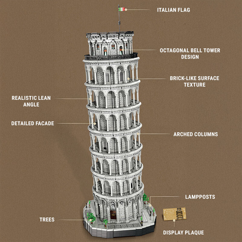 Monumental Tower of Pisa - Ultimate Edition - Building Blocks Set | Power Brickz