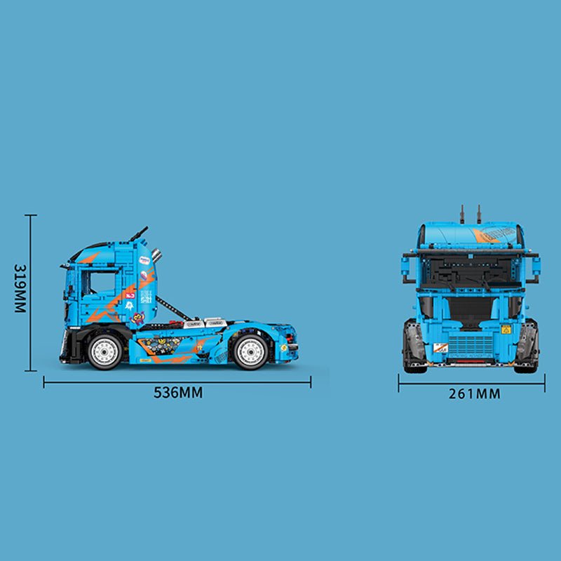 RC Long-Haul Trailer Truck - Building Blocks Set | Power Brickz