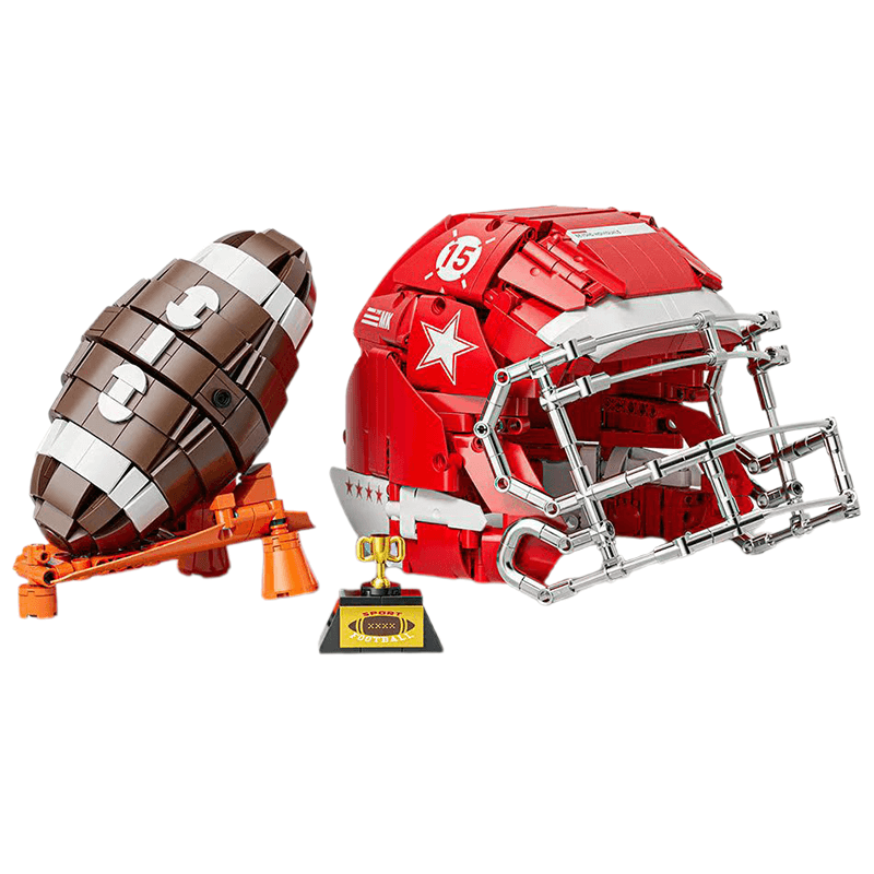 US Football Helmet and Ball - Building Set | Power Brickz
