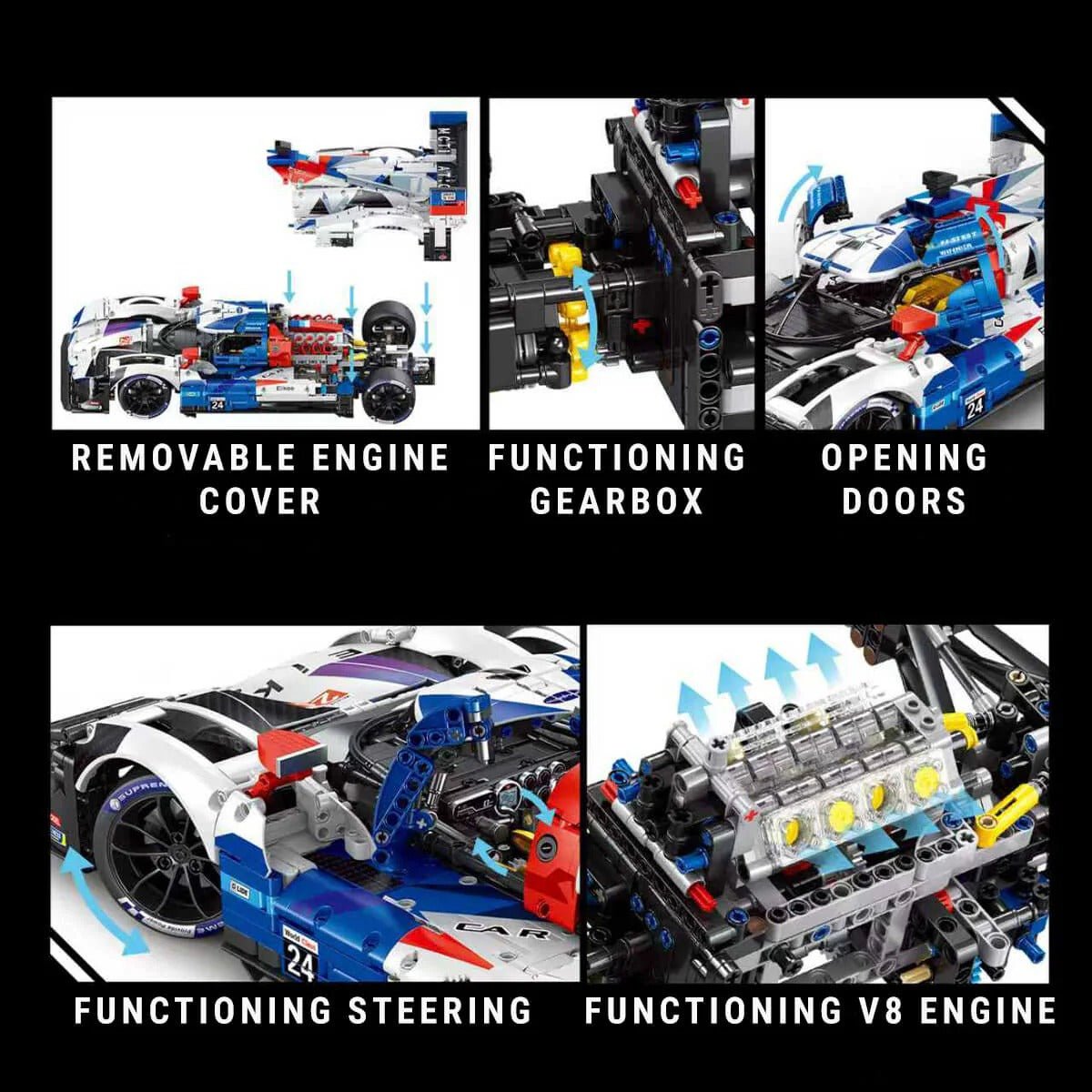 V8 Hybrid Touring Car | Building Blocks Set – Power Brickz