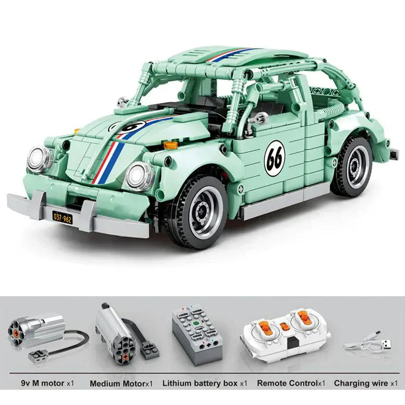 Retro Beetle Coupe - Building Blocks Set | Power Brickz